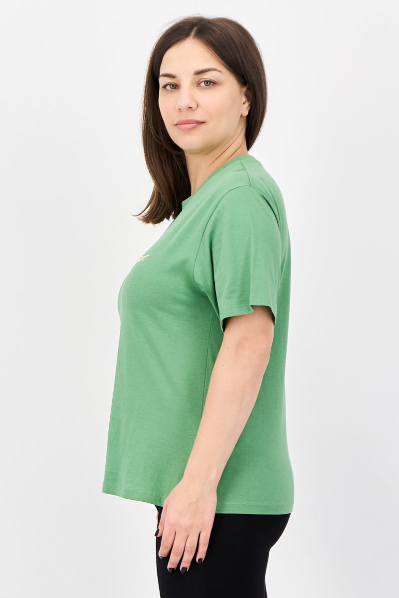 Reebok Women Sportswear Fit Short Sleeve Outdoor T-Shirt, Green - Image 4